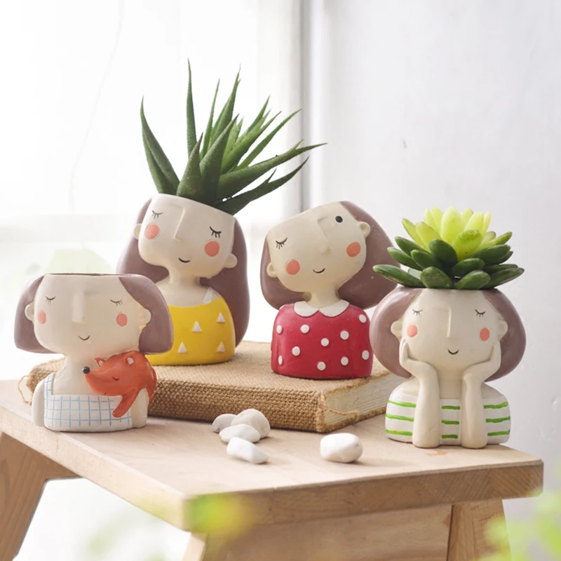 Cactus Mix Pot - Pot bunga anak perempuan cantik, Pot