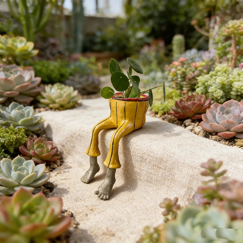 Plant Parent Free - Pot Keramik Unik Bentuk Kaki Duduk,
