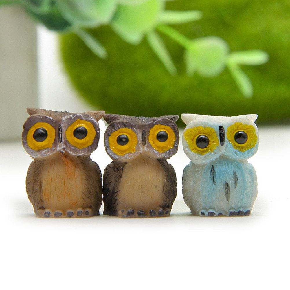 6Pcs Ornamen Burung Hantu Mini - Succulent Arrangement Mini ulasan dan harga