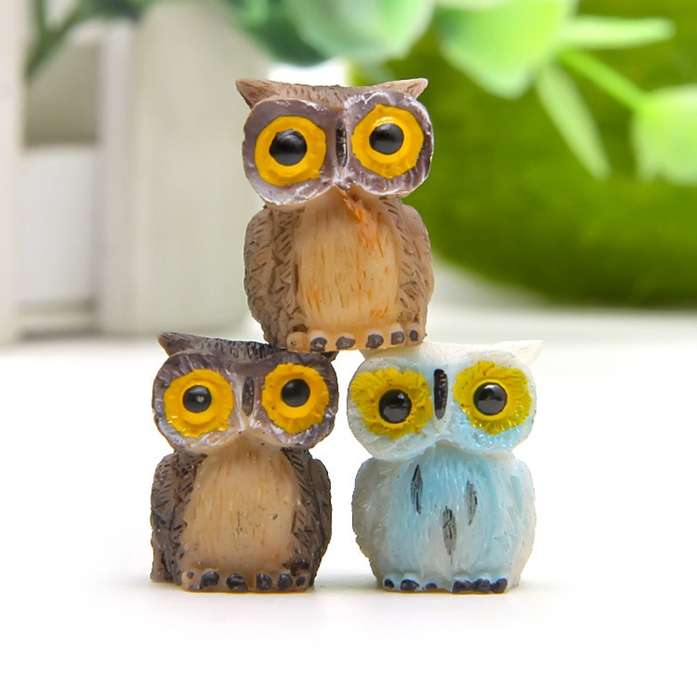 6Pcs Ornamen Burung Hantu Mini - Succulent Arrangement Mini ulasan dan harga